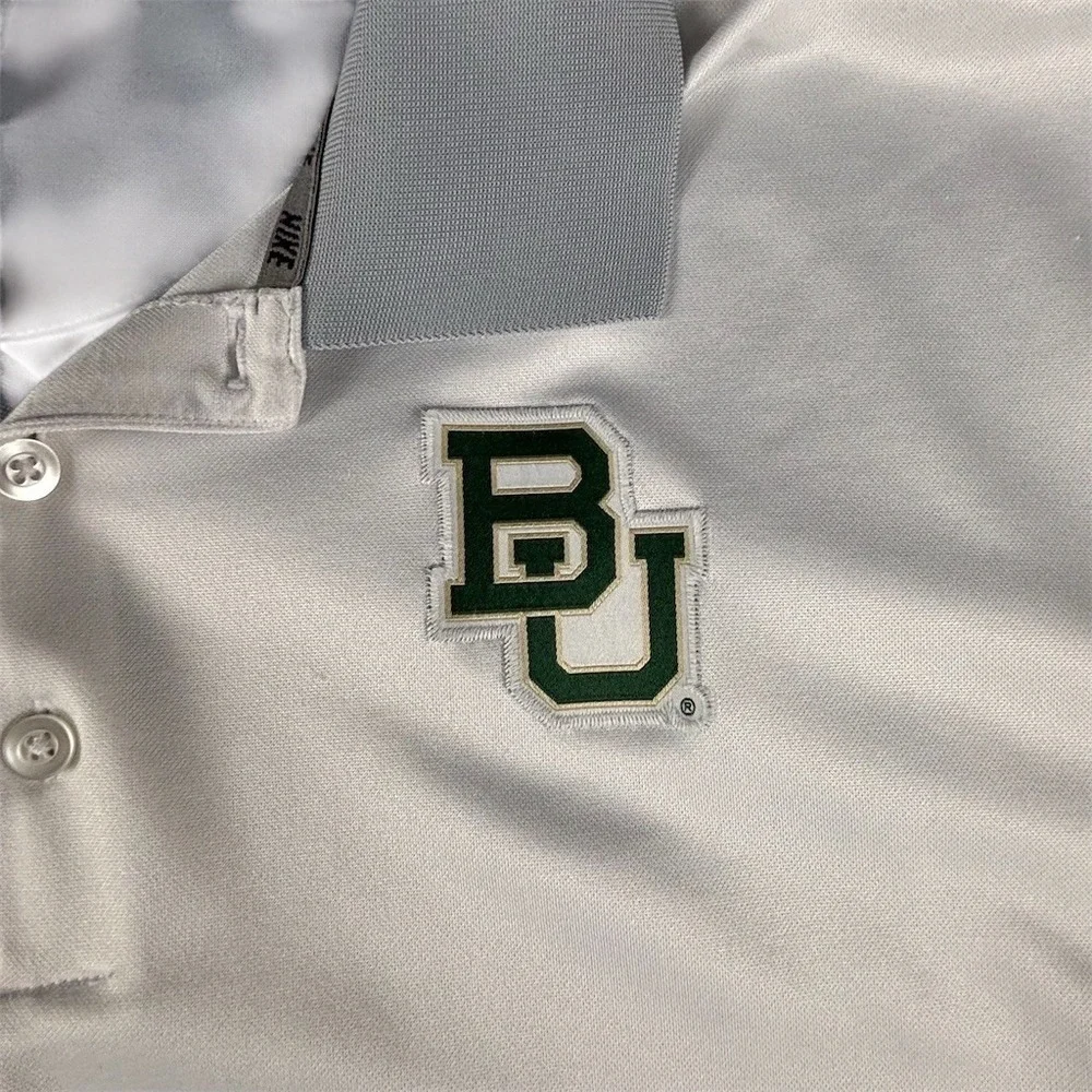 Nike‎ Baylor Bears Polo Shirt Mens XL Gray Dri-FIT Embroidered Golf Short